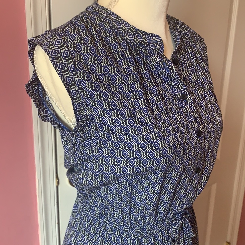 LOFT Aztec print mini sleeveless dress elastic waist buttoned front size XSP - Picture 6 of 10